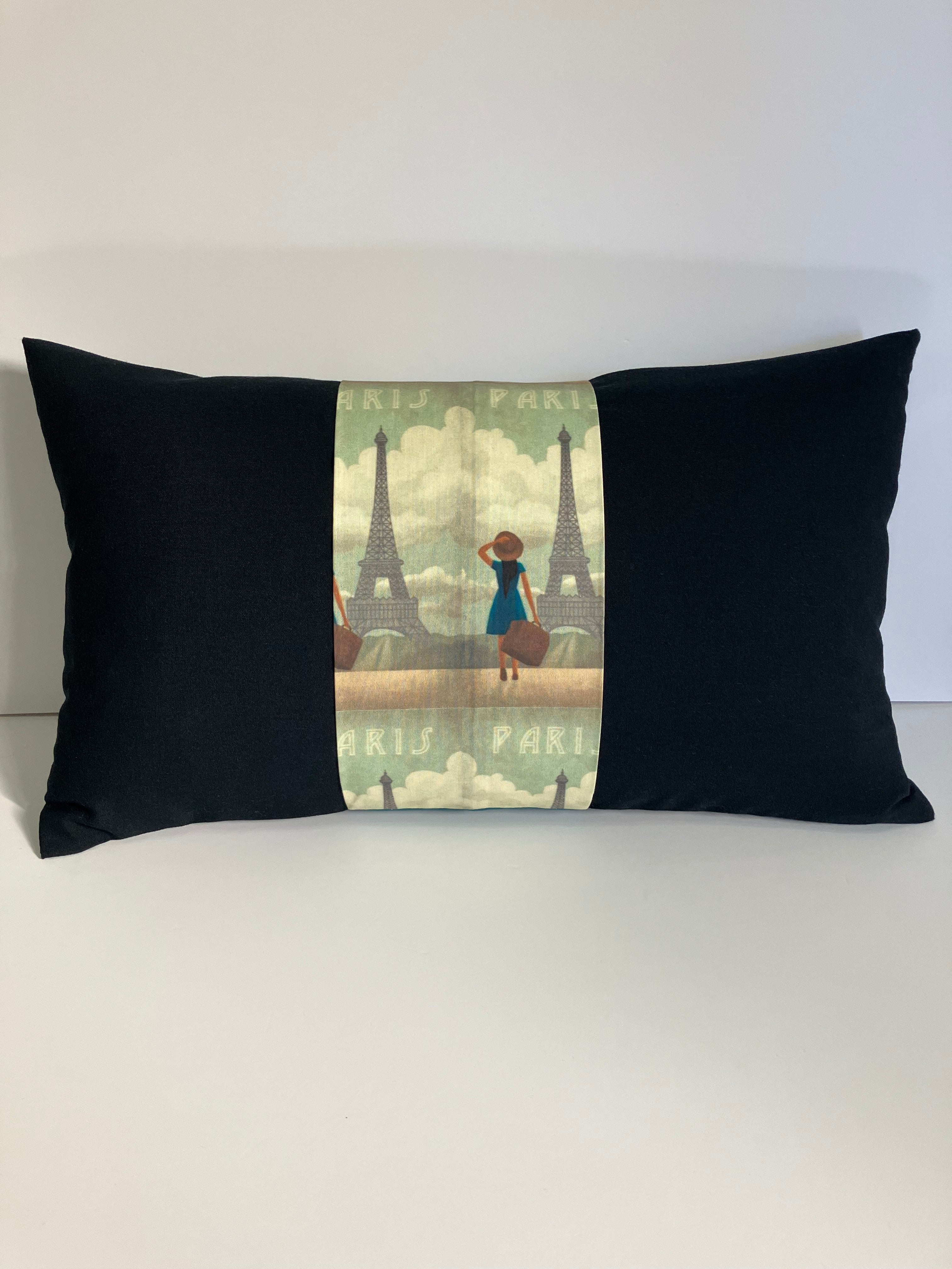 Parisian Lumbar Pillow Wrap - Eiffel Tower Design
